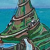 Canvas 25x25 'Vakantie eiland' origineel acryl schilderij