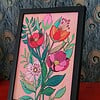Canvas 'Boeket bloemen' origineel acryl schilderij 21x15