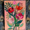 Canvas 'Boeket bloemen' origineel acryl schilderij 21x15