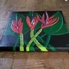 Canvas op hout 'Strelizia' origineel acryl schilderij 30x24