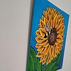 Canvas 'Zonnebloem met bij' origineel acrylschilderij 20x20