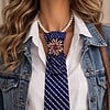 • One of a kind handgemaakte stropdasketting purple| Statement tie necklace | Upcycled tie jewelry