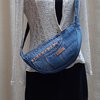 Denim slingbag / crossbodybag donker