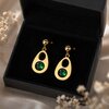 💚 Elegante RVS Vergulde Oorbellen met Smaragdgroene Steen – Tijdloos & Chic