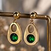 π Elegante RVS Vergulde Oorbellen met Smaragdgroene Steen β Tijdloos & Chic