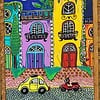 Canvas 'Ergens in Rome' origineel acryl schilderij 21x15