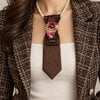 Eye catcher - handgemaakte stropdasketting bruin | Statement tie necklace | Upcycled tie jewelry