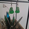 Glazen oorbellen - groene spiraal