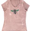 Hand Bedrukt Dames T-shirt, Bruin, Geometrisch Insect