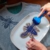 Hand Bedrukt T-Shirt, Geometrisch Insect en Verfspetters, Streetwear Casual, Unisex