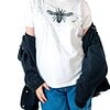 Hand Bedrukt T-Shirt, Geometrisch Insect en Verfspetters, Streetwear Casual, Unisex