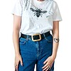Hand Bedrukt T-Shirt, Geometrisch Insect en Verfspetters, Streetwear Casual, Unisex
