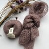 Handgebreide zijden mohair sjaal – taupe