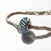 Handgemaakte blauwe Pandora-stijl lampwork glasbedel met zebrapatroon
