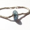 Handgemaakte blauwe Pandora-stijl lampwork glasbedel met zebrapatroon