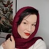 Handgemaakte bordeaux mohair driehoekssjaal