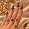 Handgemaakte Gouden Spiraalring met Beige Stenen | Unieke Statement Ring