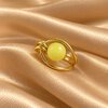 Handgemaakte Goudkleurige Ring met Gele Kraal | Verstelbare Draad Ring – Cleopatra's World