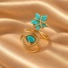 Handgemaakte Goudkleurige Spiraalring met Turquoise Ster en Steen | Boho Statement Ring