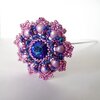 Handgemaakte paars-roze 3D kralenbloem met Miyuki rocailles