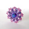 Handgemaakte paars-roze 3D kralenbloem met Miyuki rocailles