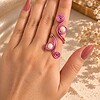 Handgemaakte Roze Spiraalring met Beige Kralen | Verstelbare Statement Ring – Cleopatra's World