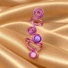 Handgemaakte Roze Spiraalring met Lila en Roze Kralen | Verstelbare Statement Ring