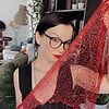 Handgemaakte sjaal met pailletten - deep rood