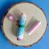 Houten naaldenkoker met kralen, 'confetti'