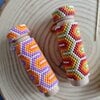 Houten naaldenkoker met kralen, 'retro vibes'