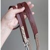 Luxe leren en Biothane honden riem en halsband set, handgemaakt met unieke eigen bergjes print