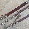 Luxe leren en Biothane honden riem en halsband set, handgemaakt met unieke eigen bergjes print