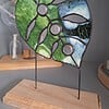 Handgemaakt monstera blad glas in lood