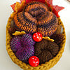 Ovaal gehaakt herfstmandje met pompoenen & paddenstoelen | Herfstdecoratie
