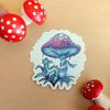 Paarse paddestoel draak sticker Transparant / Glanzend 7.4x8 cm