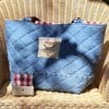Quilted denim schoudertas / totebag