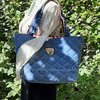 Quilted denim schoudertas / totebag