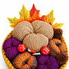 Rond gehaakt herfstmandje met pompoenen & bladeren | Herfstdecoratie