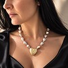 Roze barokparel ketting met vintage hartjeshanger