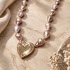 Roze barokparel ketting met vintage hartjeshanger
