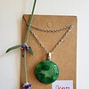 RVS ketting met uniek "Groen knal" glas hanger