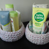 Set van 3 gestippelde gehaakte mandjes | Babykamer opbergset