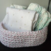 Set van 3 gestippelde gehaakte mandjes | Babykamer opbergset