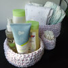 Set van 3 gestippelde gehaakte mandjes | Babykamer opbergset