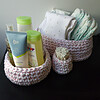 Set van 3 gestippelde gehaakte mandjes | Babykamer opbergset