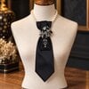 Statement stropdas ketting dames zwart – opvallend handgemaakt sieraad upcycled tie necklace
