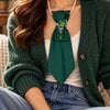 Stropdas ketting groen - Charming Tie necklace -Stropdas met broche en parelketting