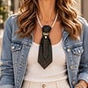 Stropdas ketting Tie necklace Stropdas met ketting en broche bruin met strik