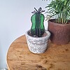Unieke glas in lood cactus met bloem
