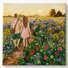 Wandeling door het bloemenveld | Handgeschilderd tegeltje